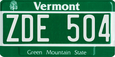 VT license plate ZDE504