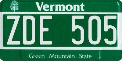 VT license plate ZDE505