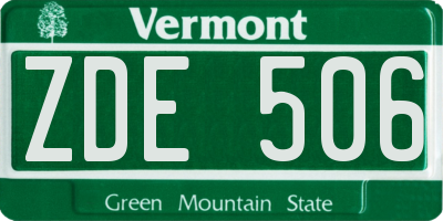 VT license plate ZDE506