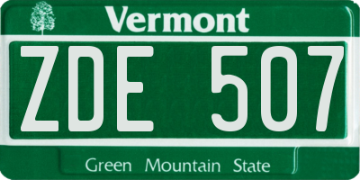 VT license plate ZDE507
