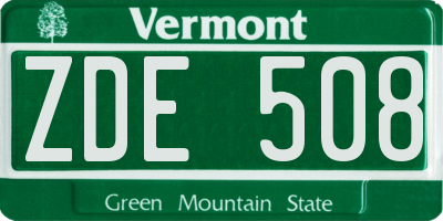 VT license plate ZDE508