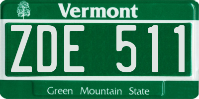 VT license plate ZDE511