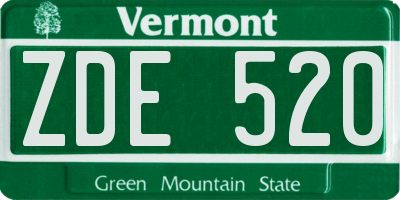 VT license plate ZDE520
