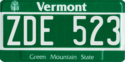 VT license plate ZDE523