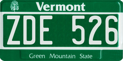 VT license plate ZDE526