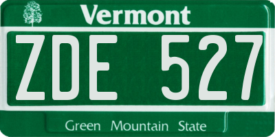 VT license plate ZDE527