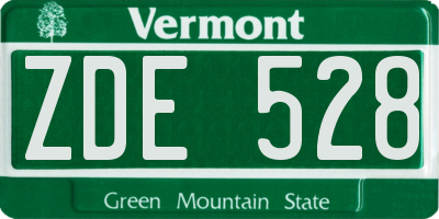 VT license plate ZDE528