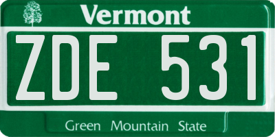 VT license plate ZDE531