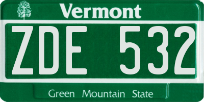 VT license plate ZDE532