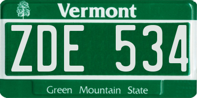 VT license plate ZDE534