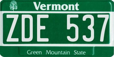 VT license plate ZDE537