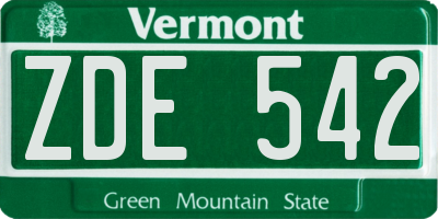 VT license plate ZDE542