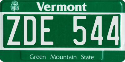 VT license plate ZDE544