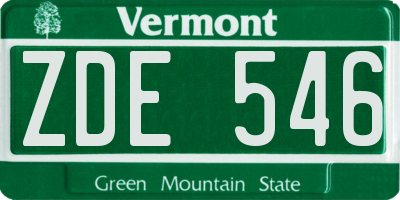VT license plate ZDE546