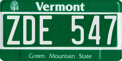 VT license plate ZDE547