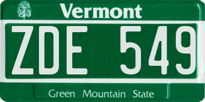 VT license plate ZDE549