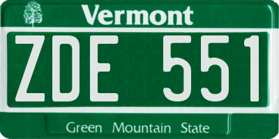 VT license plate ZDE551