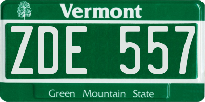 VT license plate ZDE557