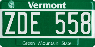 VT license plate ZDE558