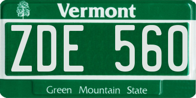 VT license plate ZDE560