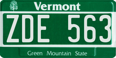 VT license plate ZDE563