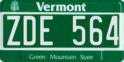 VT license plate ZDE564