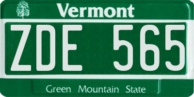 VT license plate ZDE565