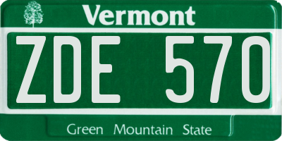 VT license plate ZDE570