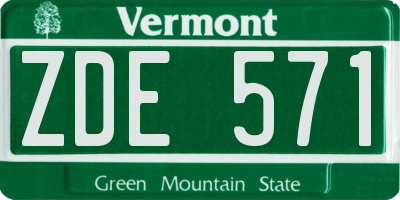 VT license plate ZDE571