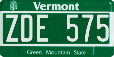 VT license plate ZDE575