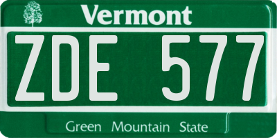 VT license plate ZDE577