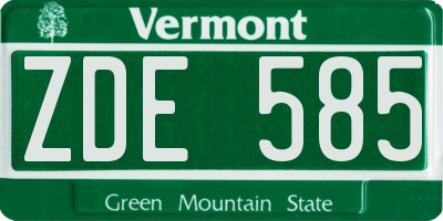 VT license plate ZDE585