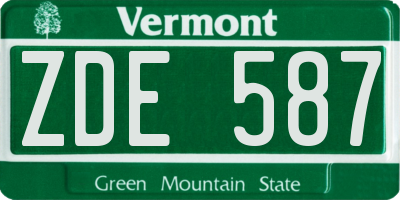VT license plate ZDE587