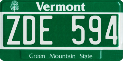 VT license plate ZDE594