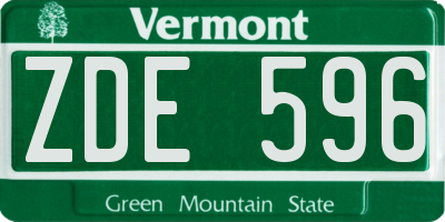 VT license plate ZDE596