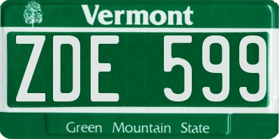 VT license plate ZDE599