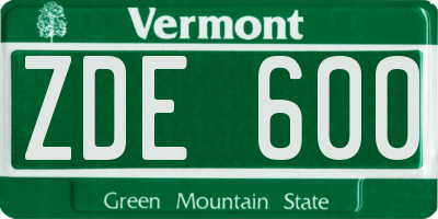 VT license plate ZDE600