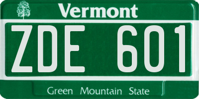 VT license plate ZDE601