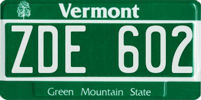 VT license plate ZDE602