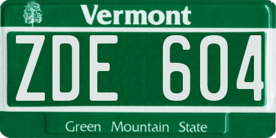 VT license plate ZDE604