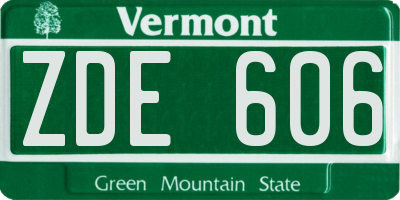 VT license plate ZDE606