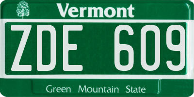 VT license plate ZDE609