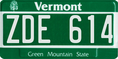VT license plate ZDE614