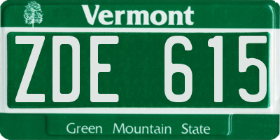VT license plate ZDE615