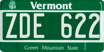 VT license plate ZDE622