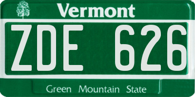 VT license plate ZDE626