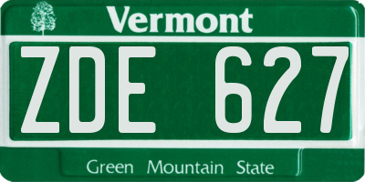 VT license plate ZDE627