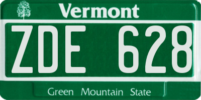 VT license plate ZDE628