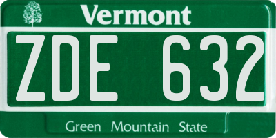 VT license plate ZDE632