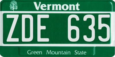 VT license plate ZDE635